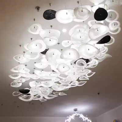 Cuaderno de vidrio blanco Art Art de vidrio Hotel Lobby Villa Salón de estar Luxo Techo de vidrio Led Lustrero decorativo