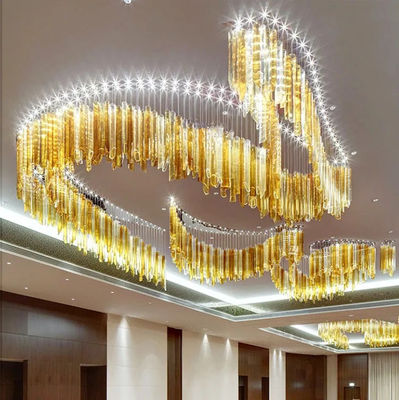 Controlador de interruptor Moderno candelabro LED de acero inoxidable para decoración interior Techo blanco cálido Vendedor de vidrio LED profesional
