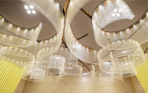 Lustrero de cristal K9 personalizado para hoteles Salas de banquetes Gran montura redonda de forma ovalada con servicio de instalación de proyectos