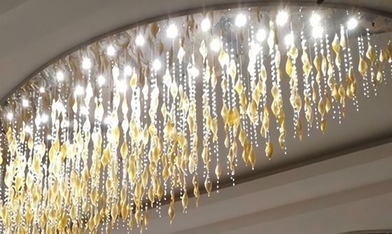 Lámpara colgante de techo LED de lujo, arte, 1 pieza, luz colgante de vidrio, araña de vidrio soplado a mano, cristal dorado, hotel, villa, moderna personalizada