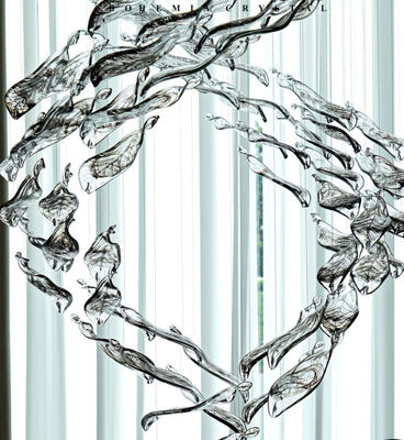 Creativo Hotel Lobby Villa Salón de banquetes Ingeniería Cristal Decoración de lámparas personalizadas Espiral Accesorios de vidrio de hoja