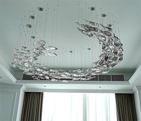 Lustres a medida Iluminación de techo decorativa moderna y grande Inmuebles de cristal de vidrio