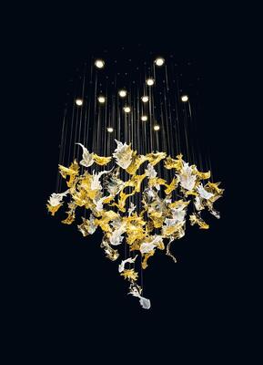 Proyecto de restaurante de hotel moderno hecho a mano Arte artesanal Vidrio Hoja de arce