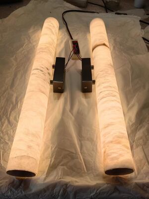 Dormitorio Moderno Dormitorio Dormido Oro y Negro Led Pared Luz Alabastro Natural Español