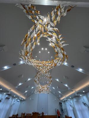 Lámpara personalizada Gran lámpara de candelabros integrada Moderno Nórdico Hoteles con techo de vidrio