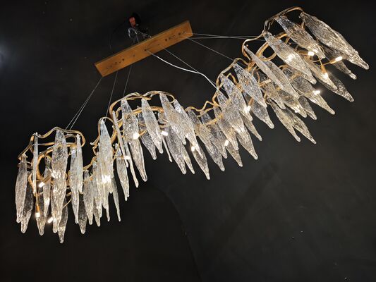 Lámpara colgante de cristal galvanizado en oro Art Deco, lámpara de techo de salón VIP de lujo para salón de banquetes