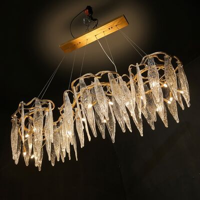 Club de alta gama cuello a medida lámpara de candelabros luz personalizada de bronce cristal colgando el aparato salón