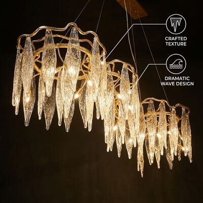 Lámpara de araña de cristal de lujo con múltiples colgantes de mármol, accesorio colgante personalizado para hotel, villa, club