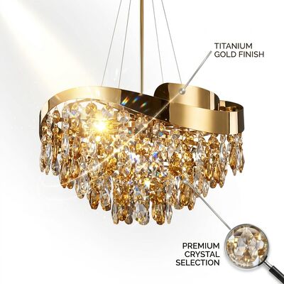 Empire Crystal Foyer Chandelier Titanium Gold Hotel Villa Entrance Classic Large Luxury Pendant