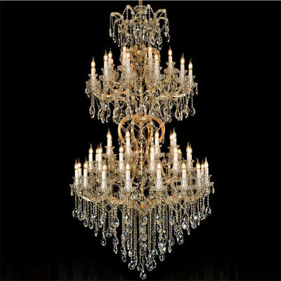 Electroplated Crystal Candle Chandelier K9 E14 LED Pendant For Hotel Villa Dining Room